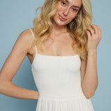 Kerra Smocked Linen Maxi Dress - White