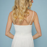 Kerra Smocked Linen Maxi Dress - White