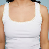 Kane Whipstitch Rib Knit Tank - White