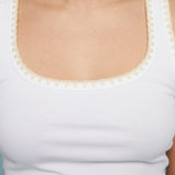 Kane Whipstitch Rib Knit Tank - White