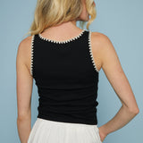 Kane Whipstitch Rib Knit Tank - Black