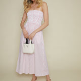 Skylar Smocked Bodice Midi Dress - Ruby Stripe