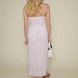 Skylar Smocked Bodice Midi Dress - Ruby Stripe