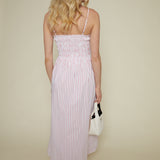 Skylar Smocked Bodice Midi Dress - Ruby Stripe
