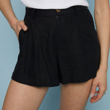 Colby High Rise Linen Shorts - Black