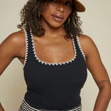 Kane Whipstitch Rib Knit Tank - Black