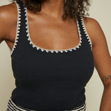 Kane Whipstitch Rib Knit Tank - Black