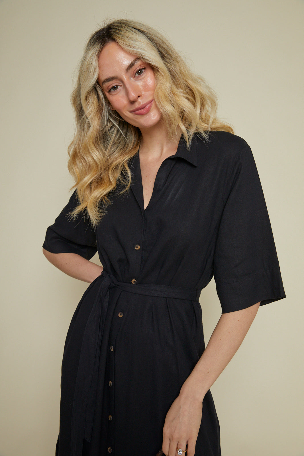 Frankie Linen Belted Shirt Dress
