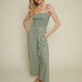 Erika Smocked Linen Crop Top