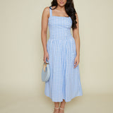 Maybell Gingham Scalloped Midi Dress