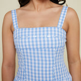 Maybell Gingham Scalloped Midi Dress