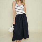 Jojo Navy Striped Top Midi Dress