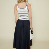 Jojo Navy Striped Top Midi Dress