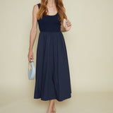 Rafa Navy Mixed Media Midi Dress