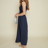 Rafa Navy Mixed Media Midi Dress