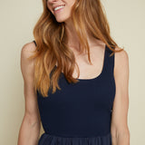 Rafa Navy Mixed Media Midi Dress
