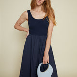 Rafa Navy Mixed Media Midi Dress