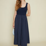 Rafa Navy Mixed Media Midi Dress