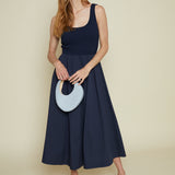 Rafa Navy Mixed Media Midi Dress