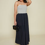 Grace Strapless Navy Mixed Media Dress