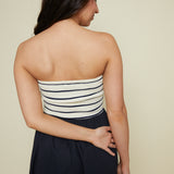 Grace Strapless Navy Mixed Media Dress