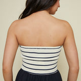 Grace Strapless Navy Mixed Media Dress