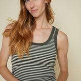 Ines Stripe Rib Tank - Dark Agave