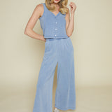 Faye V-Neck Jersey Denim Tank