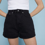 Joey Organic Denim Mom Shorts - Vintage Black