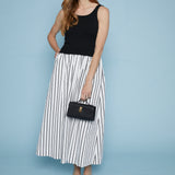 Lala Mixed Media Striped Maxi Dress