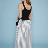 Lala Mixed Media Striped Maxi Dress