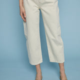 Elena High Rise Barrel Leg Jeans - Ecru