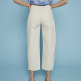 Elena High Rise Barrel Leg Jeans - Ecru