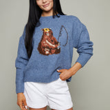 Fishing Bear Graphic Sweater
