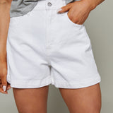 Mimi Denim High Rise A-Line Shorts - Polished White