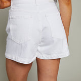 Mimi Denim High Rise A-Line Shorts - Polished White