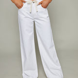 Jenna Low Slung Palazzo Jean - Optic White