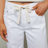 Jenna Low Slung Palazzo Jean - Optic White