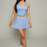 Felicia Sporty Gingham Flared Skirt