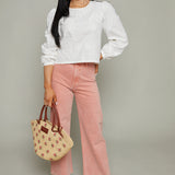 Lana Cropped Wide Leg Jeans - Coral Rose