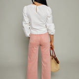 Lana Cropped Wide Leg Jeans - Coral Rose
