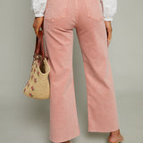 Lana Cropped Wide Leg Jeans - Coral Rose