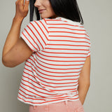 Clara Striped Tee Shirt - Lychee