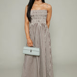 Skylar Smocked Bodice Midi Dress - Java Stripe