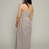 Skylar Smocked Bodice Midi Dress - Java Stripe