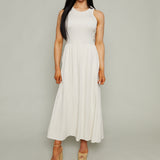 Claire Mixed Media Midi Dress - Crystal