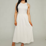 Claire Mixed Media Midi Dress - Crystal