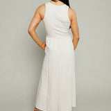 Claire Mixed Media Midi Dress - Crystal