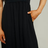 Claire Mixed Media Midi Dress - Black