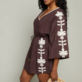 Kendall Embroidered Palm Cover Up Dress